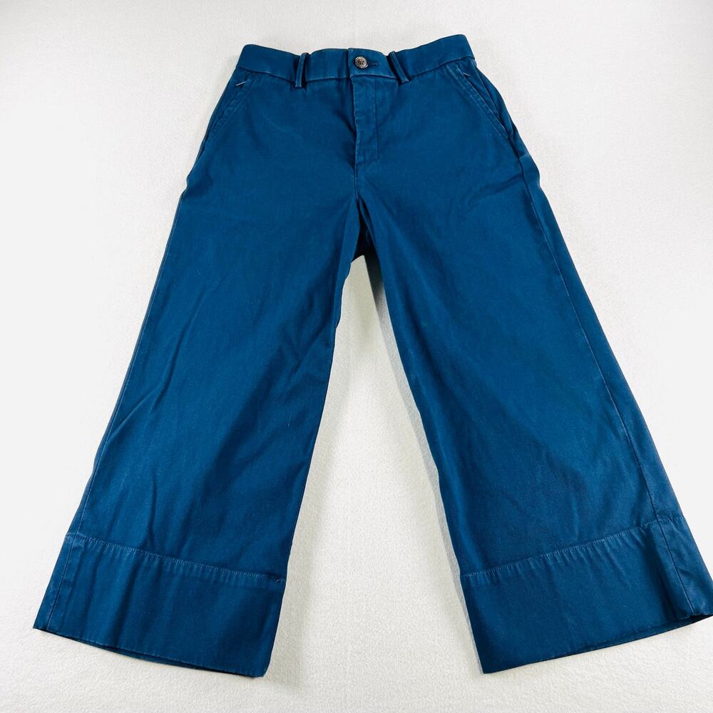 SPANX The Perfect Wide Leg Twill Crop Pants in Blue Size M